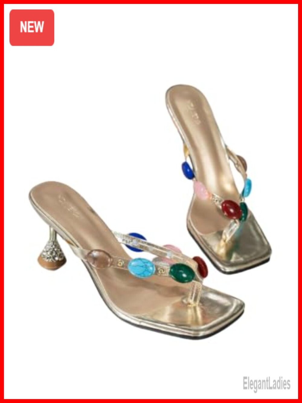 Women's Pearl Jeweled Kitten Heel Flip Flop Sandals Square Toe Thong Strap